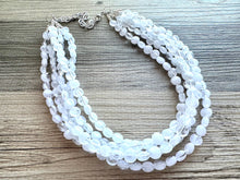 Load image into Gallery viewer, White Creamy Necklace, resin 5 Strand Statement Jewelry, clear Chunky bib, bridesmaid necklace, beaded cloud wedding bridal bridesmaid