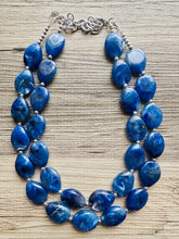 Load image into Gallery viewer, Royal Blue Chunky Statement Necklace, Big beaded jewelry, Double Strand Statement Necklace, Bib necklace, dark bridesmaid wedding