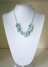 Load image into Gallery viewer, Robin&#39;s Egg Blue + Gray Pearl Cluster Necklace - Handmade (customizable!) Women&#39;s Necklace