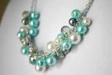 Load image into Gallery viewer, Robin&#39;s Egg Blue + Gray Pearl Cluster Necklace - Handmade (customizable!) Women&#39;s Necklace