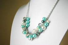 Load image into Gallery viewer, Robin&#39;s Egg Blue + Gray Pearl Cluster Necklace - Handmade (customizable!) Women&#39;s Necklace