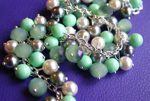 Mint Green + Gray Cluster Necklace / Womens Jewelry / Full Cluster