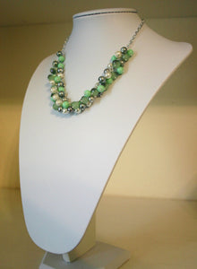 Mint Green + Gray Cluster Necklace / Womens Jewelry / Full Cluster