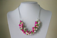 Load image into Gallery viewer, Green &amp; Pink Pearl Preppy Cluster Necklace