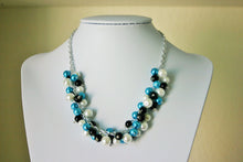 Load image into Gallery viewer, Turquoise White &amp; Black Cluster Necklace - GameDay Jewelry