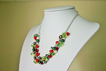 Load image into Gallery viewer, Christmas Necklace, Red, Silver, Green, and BLING! Holiday Jewelry, Christmas Jewelry, Red Green Jewelry, Christmas Gift Christmas Present