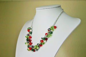 Christmas Necklace, Red, Silver, Green, and BLING! Holiday Jewelry, Christmas Jewelry, Red Green Jewelry, Christmas Gift Christmas Present