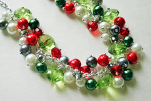 Load image into Gallery viewer, Christmas Necklace, Red, Silver, Green, and BLING! Holiday Jewelry, Christmas Jewelry, Red Green Jewelry, Christmas Gift Christmas Present