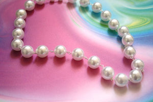 32" Long Pearl Necklace - Chunky Statement Jewelry - Preppy Necklace