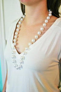 32" Long Pearl Necklace - Chunky Statement Jewelry - Preppy Necklace