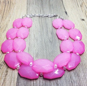 Blush Pink beaded statement chunky necklace, baby pink necklace, light pink necklace, pink bridesmaid, pink beaded necklace