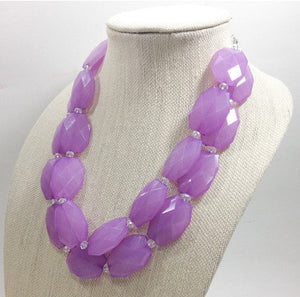 Lavender Double Strand Beaded Statement Necklace