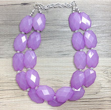 Load image into Gallery viewer, Lavender Double Strand Beaded Statement Necklace