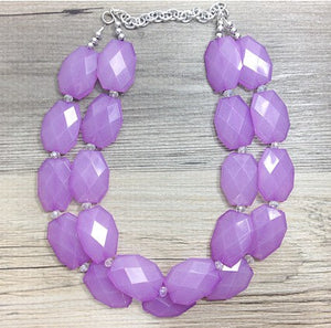 Lavender Double Strand Beaded Statement Necklace