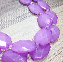 Load image into Gallery viewer, Lavender Double Strand Beaded Statement Necklace