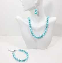 Load image into Gallery viewer, Bridesmaid Set - Robins egg blue bracelet, necklace, and earrings