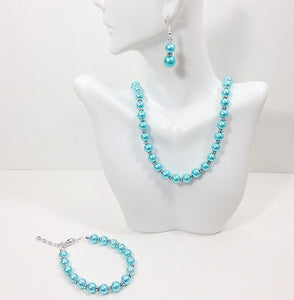 Bridesmaid Set - Robins egg blue bracelet, necklace, and earrings