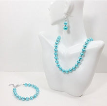 Load image into Gallery viewer, Bridesmaid Set - Robins egg blue bracelet, necklace, and earrings