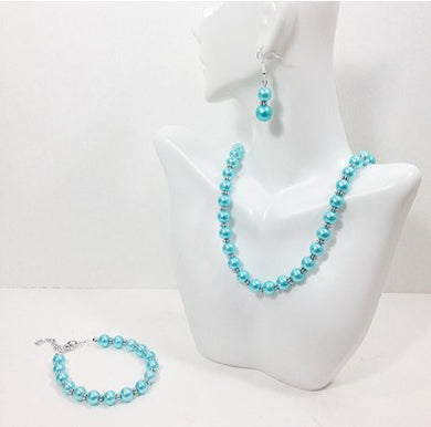 Bridesmaid Set - Robins egg blue bracelet, necklace, and earrings