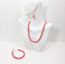 Load image into Gallery viewer, Coral Jewelry Set - necklace, bracelet, earrings, bridesmaids - bridesmaid jewelry or everyday set!