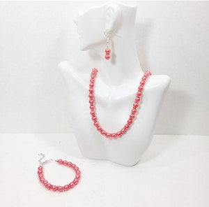 Coral Jewelry Set - necklace, bracelet, earrings, bridesmaids - bridesmaid jewelry or everyday set!