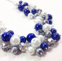 Load image into Gallery viewer, Navy Blue, Gray, and White Wedding Necklaces - Bridal, Bridesmaid, Flower Girl, Mother of the Bride - or everyday!