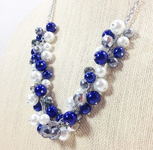 Load image into Gallery viewer, Navy Blue, Gray, and White Wedding Necklaces - Bridal, Bridesmaid, Flower Girl, Mother of the Bride - or everyday!