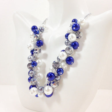 Navy Blue, Gray, and White Wedding Necklaces - Bridal, Bridesmaid, Flower Girl, Mother of the Bride - or everyday!