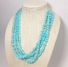 Load image into Gallery viewer, Robin&#39;s Egg Blue Soiree Necklace - 4 Layer Statement Jewelry