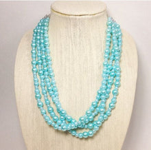 Load image into Gallery viewer, Robin&#39;s Egg Blue Soiree Necklace - 4 Layer Statement Jewelry