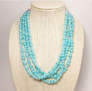 Robin's Egg Blue Soiree Necklace - 4 Layer Statement Jewelry