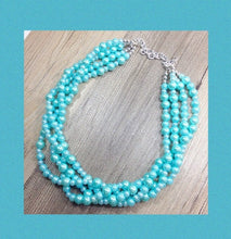 Load image into Gallery viewer, Robin&#39;s Egg Blue Soiree Necklace - 4 Layer Statement Jewelry