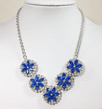 Load image into Gallery viewer, Royal Blue Crystal Rhinestone Pendant Necklace on Silver Chain