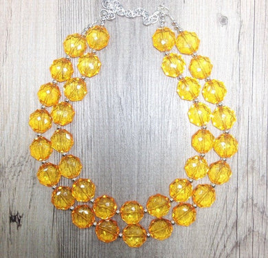 Radiant Orange Double Strand statement necklace - pretty big beaded chunky jewelry, orange jewelry set, orange earrings, orange big bead