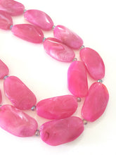 Load image into Gallery viewer, Big Bead pink Necklace - Double Strand Statement Jewelry - magenta blush Chunky bib bridesmaid or everyday bubble jewelry