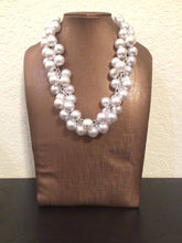 Load image into Gallery viewer, Large Pearl Extra Chunky Statement Necklace - White Necklace for wedding, bridal necklace, large collar necklace, bridesmaid necklace, white