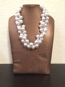 Large Pearl Extra Chunky Statement Necklace - White Necklace for wedding, bridal necklace, large collar necklace, bridesmaid necklace, white