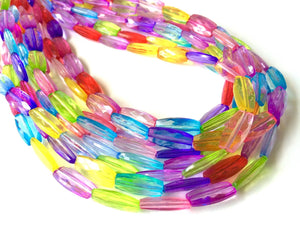 Multi-Color Rainbow Necklace - Big Beaded 8 Strand Chunky Statement Necklace Happy Bright Summer Jewelry