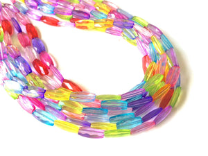 Multi-Color Rainbow Necklace - Big Beaded 8 Strand Chunky Statement Necklace Happy Bright Summer Jewelry