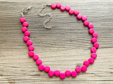 Load image into Gallery viewer, Hot Pink Single Statement Necklace, Chunky Jewelry Big Beaded Necklace, dark pink Necklace, magenta Jewelry bubble