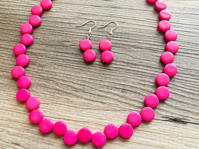 Hot Pink Single Statement Necklace, Chunky Jewelry Big Beaded Necklace, dark pink Necklace, magenta Jewelry bubble