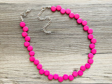 Load image into Gallery viewer, Hot Pink Single Statement Necklace, Chunky Jewelry Big Beaded Necklace, dark pink Necklace, magenta Jewelry bubble