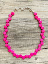 Load image into Gallery viewer, Hot Pink Single Statement Necklace, Chunky Jewelry Big Beaded Necklace, dark pink Necklace, magenta Jewelry bubble