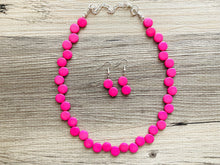 Load image into Gallery viewer, Hot Pink Single Statement Necklace, Chunky Jewelry Big Beaded Necklace, dark pink Necklace, magenta Jewelry bubble