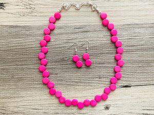 Hot Pink Single Statement Necklace, Chunky Jewelry Big Beaded Necklace, dark pink Necklace, magenta Jewelry bubble